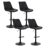Artiss 4x Bar Stools Kitchen Swivel Gas Lift Counter Chair Diamond Leather Black BA-K-799G-BKX4