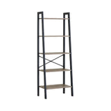 CARLA HOME 5 Tier Ladder Shelf - Wood Metal Display Bookcase - Brown - Rustic - Steel V178-36427