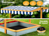 Keezi Kids Sandpit Wooden Canopy Sandbox With Cover Funnel Outdoor Toys 110cm Green SAND-CANOPY-FUNNEL-110-GN