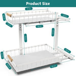 2-Tier Kitchen Under Sink Organiser Storage with Height Adjustable, Unique Slide Rail & Suction Cups V178-36081