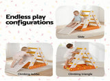 Keezi Kids Climbing Frame Set With Slide Indoor Outdoor Toddler Toys Pikler Triangle Climber KCS-SLIDE-TRGL-WH