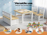 Keezi 2 in 1 Kids Table and Chair Set, Activity Table with Storage Bench and 2 Chairs for Reading, KTC-G-BC-NT