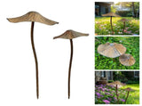 Metal Mushroom Garden Stakes 2PCS, Rustic Vintage Weatherproof Iron Toadstool Yard Art For Patio V1369-AZ3-W-15099
