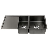 Cefito Kitchen Sink 100X45CM Stainless Steel Basin Double Bowl Nano Black SINK-BLACK-10045