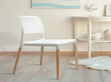 Artiss Dining Chairs Set of 4 Plastic Wooden Stackable White BA-TW-M2503-086-WHX4