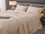 100% Cotton Embossed Taupe Linear Luxe Coverlet Bedspread Set V745-MMPAC061116Q13U