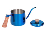 600ml Stainless Steel Manual Coffee Pot Long Narrow Spout Pour Over Kettle with Wooden HandleBlue V1294-YM0710-3118210281012