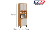 Flat Pack DIY Wooden Kitchen Cupboard/Pantry with 4 Doors 6 Shelves in White and Cinnamon Finish V1112-3600001960/1961