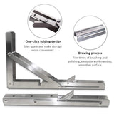Heavy-Duty Foldable Wall Shelf Brackets 2-Pack 304 Stainless Steel Triangular Supports with V1107-CS-ZWJSJZJ18