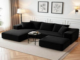 Artiss Modular Bed with Ottoman Sectional Boneless Couches for Living Room Corduroy Compressed SBED-K-CDY-5S-BK-ABC