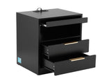 Artiss Bedside Table LED Nightstand Charging Station 2 Drawers - Black FURNI-N-BS05-LED-BK