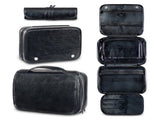 Black Luxury PU Business Travel Toiletry Bag - Large Capacity Waterproof Makeup Organizer with V888-ELOSUNG17581