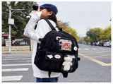 Kawaii Backpack, Cute Bookbags With Kawaii Pin And Accessories black cute kawaii backpack -- V1370-AZ4-06613