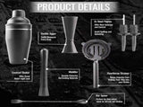 Cocktail Shaker Set - Matte Black - Stainless Steel Black Black V1188-ONEFD72-07822-1