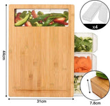CARLA HOME Large Bamboo Cutting Board and 4 Containers with Mobile Holder gift included for Home LSB-36021