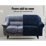 Artiss Sofa Cover Couch Covers 4 Seater Velvet Sapphire SCOVER-VEL-4-SP