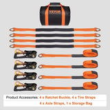 Ratchet Tie Down Straps Kit, 5.08" x 304.8" Tire Straps, 2500kgs Working Load, 11023 LBS Breaking V952-CLJGTJC42X1208QGAV0