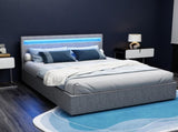 Artiss Bed Frame Double Size LED Gas Lift Grey COLE BFRAME-E-COLE-D-GY-ABC