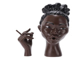 Head Scents Holder Funny Elegant Black Women Head Shaped Resin Home Office Desk Decor for Incense V1294-YM0901-3115260006812