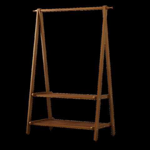 Portable Clothes Rack Coat Garment Stand Bamboo Rail Hanger Airer Closet V63-838131