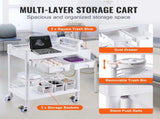 2 Tiers Lab Carts, Lab Utility Cart 2 Trays, 2 Drawers & 4 Silent Wheels, Mobile Medical Cart V952-SYSTCECKFBS4Q6WT7V0