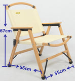 4x Bamboo Canvas Foldable Outdoor Camping Chair Wooden Picnic Park - Khaki/Beige V563-MD019M-NW_4X