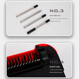 Red Manual Carpet Sweeper with Triple Roller Brushes - Non-Electric Push Broom for Pet Hair, V888-ELOSUNG53538