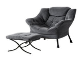 Artiss Armchair Accent Chair Ottoman Lounge Footrest Velvet Grey UPHO-I-ARM01-FS-GY