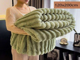 Fluffy Bunny Fleece Long Nap Blanket Thick Flannel Milk Fleece Office Leg Cover Matcha Green V1221-XM-LB5558-ZS195