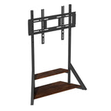 2 Tiers Black Shelves Heavy Duty Universal Tv Floor Stand For 32-75 Inches V767-U-Z1187