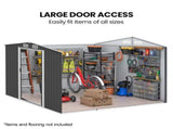 PlantCraft Galvanised Steel Garden Shed 2.58 x 3.13 x 2.02m, with 2 Sliding Doors, 4 Air Vents, V219-GSDSTLPC80GA
