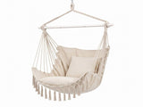 Gardeon Hammock Chair Camping Macrame Hanging Swing Cushions Metal Bar Cream HM-CHAIR-PLOW-MEL-CR