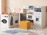 Keezi Kids Wooden Kitchen Playset 2-piece Pretend Toy Kitchen 29pc Food Set PLAY-WOOD-COMBINATION-3IN1