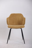 Set of 4 Dining Chairs Corduroy Cord Fabric with Metal Legs in Mustard Yellow V563-68407_2X