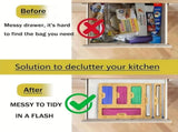 CARLA HOME 6-in-1 Bamboo Kitchen Drawer Organizer with Ziplock Bag Storage, Wrap Dispenser, Cutter V178-36368