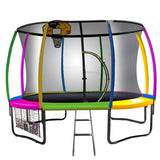 Kahuna Trampoline 12 ft with Basketball Set - Rainbow TRA-KAH-12-RB-BB