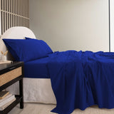 Royal Comfort Vintage Washed 100 % Cotton Sheet Set Double - Royal Blue ABM-10002573