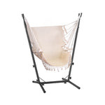 Gardeon Hammock Chair Outdoor Camping Hanging with Stand Cream HM-CHAIR-TASSEL-CREAM-H