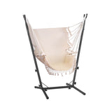 Gardeon Hammock Chair Outdoor Camping Hanging with Stand Cream HM-CHAIR-TASSEL-CREAM-H