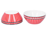 4PCS 6in Salad Bowl Dinner Serving Bowl Sets Kitchen Imitation Porcelain DinnerwareRed Grids V1294-YM0721-3118210043111