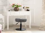 Adjustable Vanity Stool, 360 Swivel Chair for Makeup Room, Gray Faux Leather Stool for Bathroom & V1258-DP02-C-1418