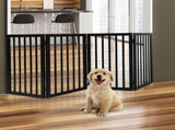 PaWz 4 Panels Wooden Pet Gate Dog Fence Black 600x 3MM PT1060-4-BK