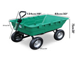SEDY 225L Poly Pull Dump Cart Garden Hand Trailer Wagon Lawn Wheelbarrow V465-TC2165