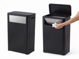 Cefito 30L Commercial Trash Can with Lid Front Push Flap Rubbish Bin Black RB-C-PRESS-30L-BK