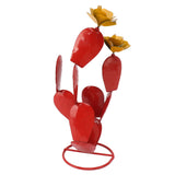 Metal Prickly Pear Cactus with Flowers Iron Rustic Cactus Statue Desert Decor Sculpture for Garden V1294-YM0703-3111230153411