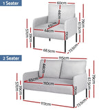 Artiss Armchair 4 Seater Sofa Set Pillow Gery Kane UPHO-B-ARM08-4S-FB-GY