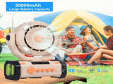 Outdoor Camping Fan with LED Lights, 20000mAh Rechargeable Battery Operated Oscillating Fan, V1294-YM0901-LB0336