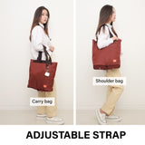 Shopper Bag Tote Bag Foldable Travel Laptop Grocery Nylon KO-SHOULDER WINE V274-GM-KOEBAG-SUDER-WINE