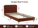 Artiss Single Bed Frame with Headboard, Faux Linen Fabric Brown BFRAME-H-VIC-S-BR-AB