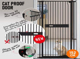 Alston Extra Tall 150cm Baby Pet Security Gate Balck Safety Gate Easy Fit Fence Two Way Opening No V985-CATPROOFDOOR